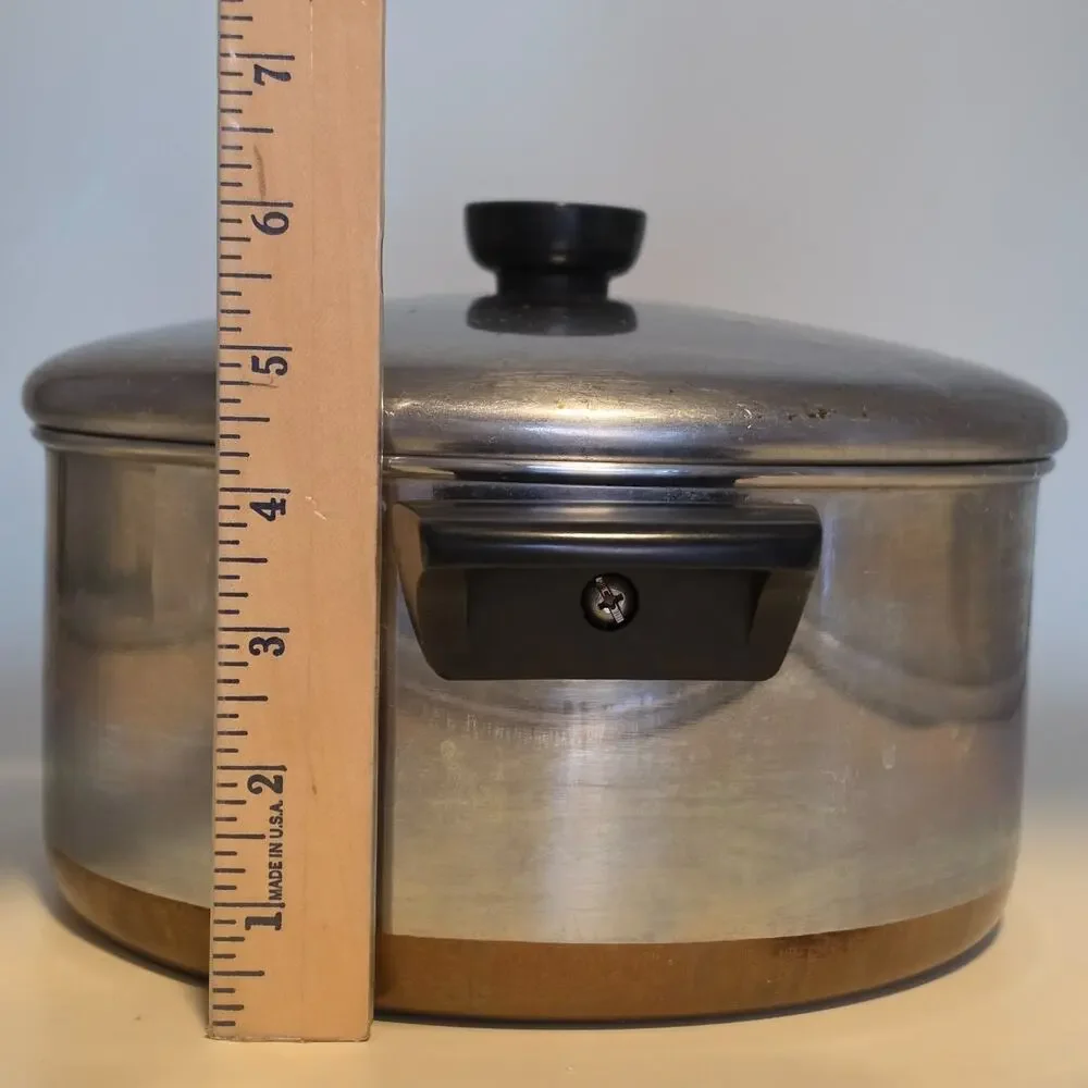 1801 Revere Ware 4 1/2 Quart -98 C Stockpot Copper Bottom Stainless Steel USA